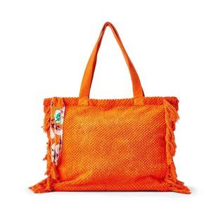 NWT  100 stars soft terry tote with fringe tassel (pouch sold seperstly)